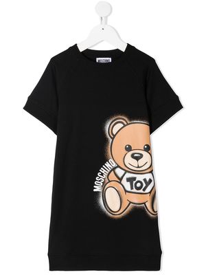 Moschino Kids bear logo print T-shirt dress - Black