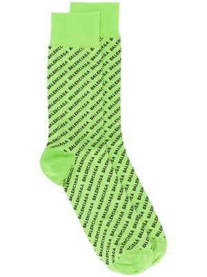 Balenciaga logo-embroidered socks - Green