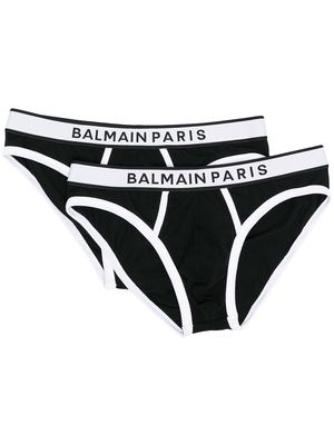 Balmain logo-waistband briefs - Black