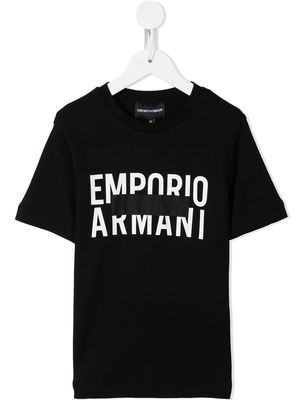 Emporio Armani Kids logo-print cotton T-Shirt - Black