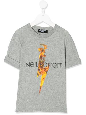 Neil Barrett Kids fire print T-shirt - Grey