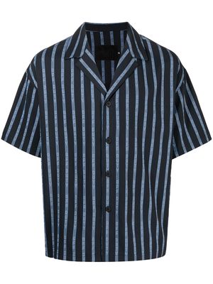 Off Duty Tone logo-stripe short sleeved shirt - Blue