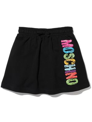 Moschino Kids brushstroke print track skirt - Black