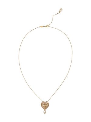 Dolce & Gabbana 18kt yellow gold Devotion Sacred Heart diamond and pearl pendant necklace