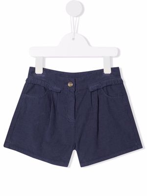 Knot Fairy corduroy ruffle-trim shorts - Blue