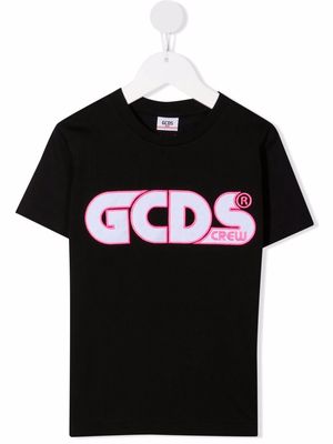 Gcds Kids logo-embroidered cotton T-shirt - Black