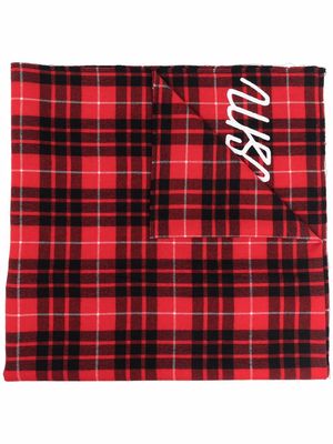 Undercoverism checked wool-blend scarf - Red