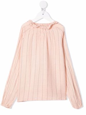 Buho ruffled-collar striped blouse - Pink