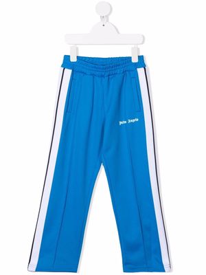 Palm Angels Kids logo-print cotton track pants - Blue