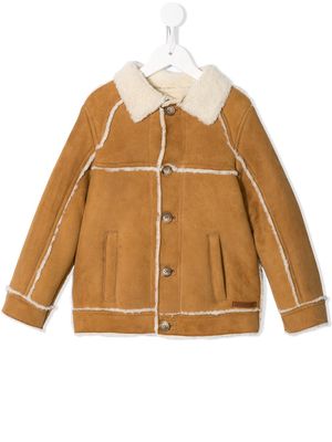 Dolce & Gabbana Kids button-up shearling jacket - Brown