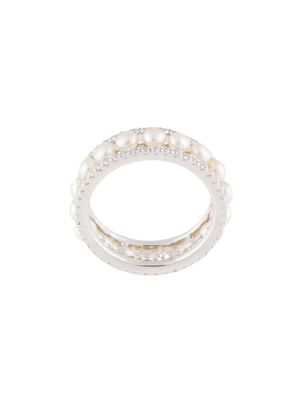 APM Monaco Romance pearl-embellished ring - Silver
