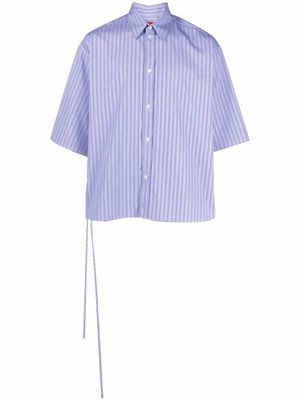 A BETTER MISTAKE vertical-stripe half-sleeve shirt - Blue