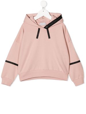 Moncler Enfant logo-patch sleeve hoodie - Pink