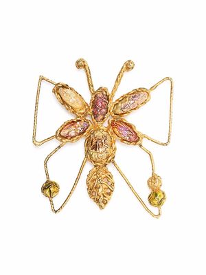 Christian Lacroix Pre-Owned 1990s beaded butterfly brooch - Gold