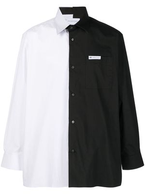 Xander Zhou colour-block cotton shirt - Black