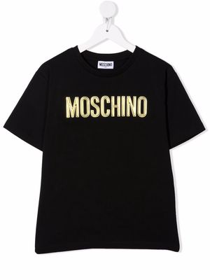 Moschino Kids embossed-logo cotton T-Shirt - Black