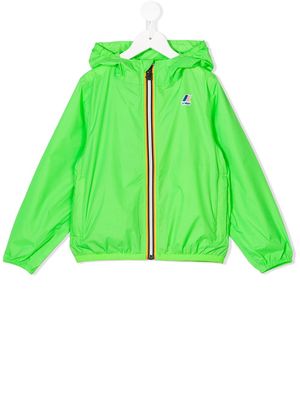 K Way Kids striped trim hooded jacket - Green