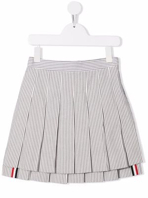 Thom Browne Kids RWB stripe-detail box-pleat skirt - Grey