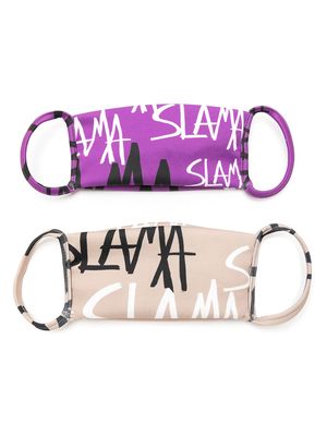 Amir Slama printed facial mask two-piece set - Purple