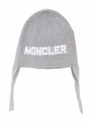 Moncler Enfant logo-knit cotton beanie - Grey