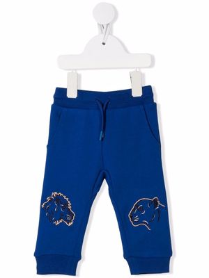 Kenzo Kids big cat-embroidered track pants - Blue