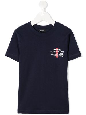 Diesel Kids logo-print cotton t-shirt - Blue