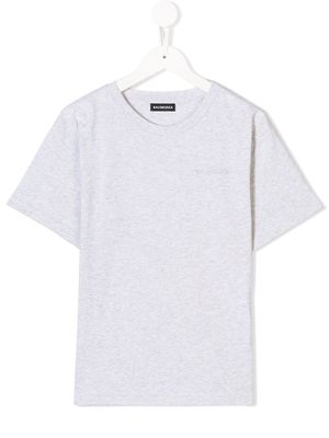 Balenciaga Kids logo embroidered T-shirt - Grey