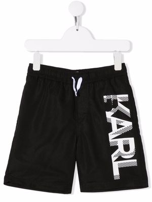 Karl Lagerfeld Kids logo-print swim shorts - Black