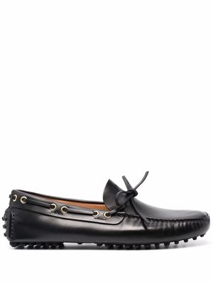 Car Shoe lace-up leather loafers - Black