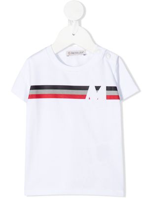 Moncler Enfant tri-colour strip logo T-shirt - White