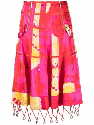 Christian Dior 2003 pre-owned abstract-print flared silk skirt - Pink