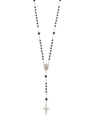 Dolce & Gabbana 18kt white gold crucifix rosary bead necklace - Black
