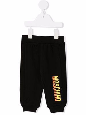 Moschino Kids logo-print cotton track pants - Black