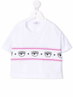 Chiara Ferragni Kids logo-stripe T-shirt - White