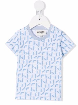 Kenzo Kids logo print cotton T-shirt - Blue