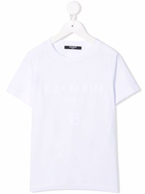 Balmain Kids logo-embossed cotton T-shirt - White