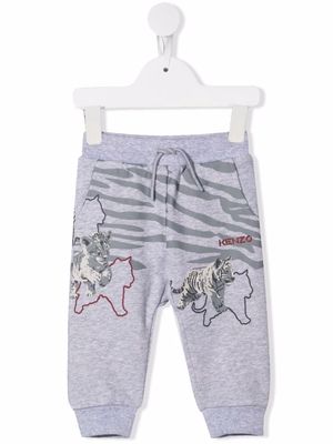 Kenzo Kids tiger stripe animal-print trackpants - Grey