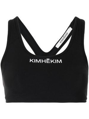 Kimhekim logo-print racerback sports bra - Black