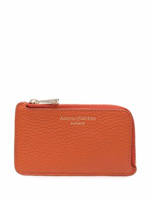 Aspinal Of London pebbled small zip coin purse - Orange