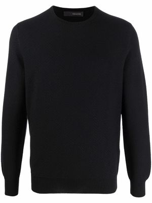 Tagliatore chevron-knit virgin wool jumper - Black