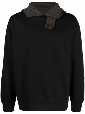 Emporio Armani panelled pullover hoodie - Black