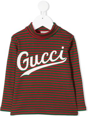 Gucci Kids logo-print striped T-shirt - Green