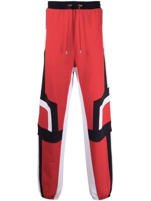 Balmain drawstring panelled track pants - Red
