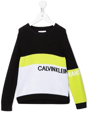 Calvin Klein Kids colour-block print jumper - Black