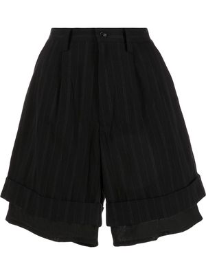 Y's stripe-print layered shorts - Black