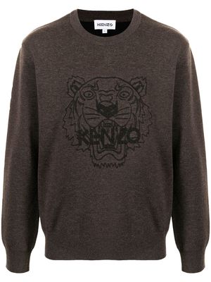 Kenzo Tiger-print crew neck sweatshirt - Brown