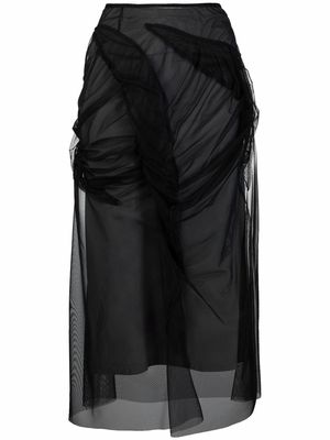 Maison Margiela tulle-overlay high-waisted skirt - Black