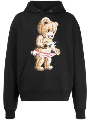 DOMREBEL Snap teddy-print pullover hoodie - Black