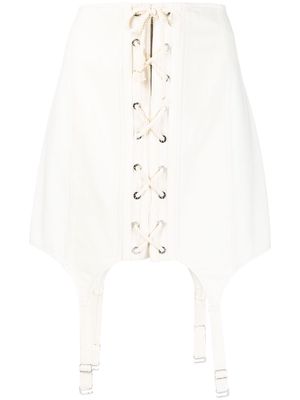 Dion Lee lace-up mini skirt - White