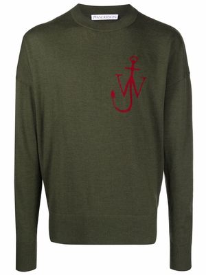 JW Anderson logo-print merino wool jumper - Green